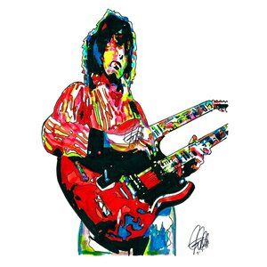 Jimmy Page Led Zeppelin Double Neck Guitar Music Poster Print Wall Art 18x24